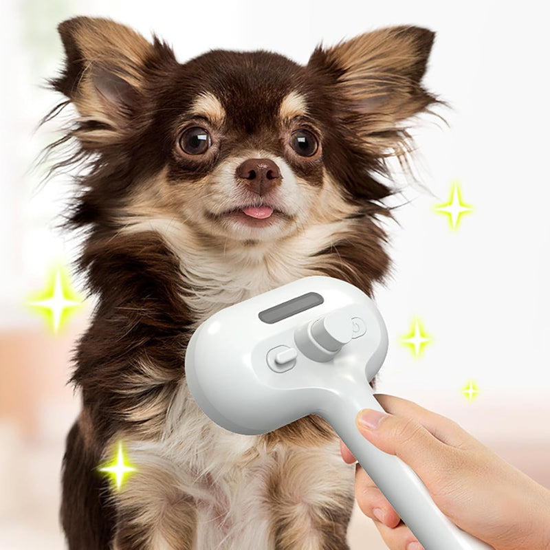 Brosse À Vapeur 3En1 Pour Chat Et Chien - Steamy Antistatique Et Résistante Aux Nœuds - Idéal Pour Massage Et Soin