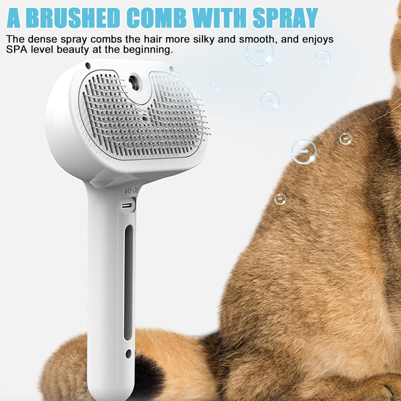 Brosse À Vapeur 3En1 Pour Chat Et Chien - Steamy Antistatique Et Résistante Aux Nœuds - Idéal Pour Massage Et Soin